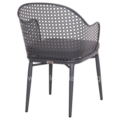 ALUMINUM ARMCHAIR OREGO HM6268.01 FRAME AND CUSHION IN DARK GREY 56x59x81Hcm.