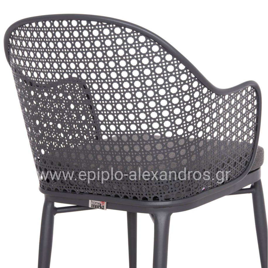 ALUMINUM ARMCHAIR OREGO HM6268.01 FRAME AND CUSHION IN DARK GREY 56x59x81Hcm.