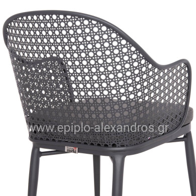 ALUMINUM ARMCHAIR OREGO HM6268.01 FRAME AND CUSHION IN DARK GREY 56x59x81Hcm.