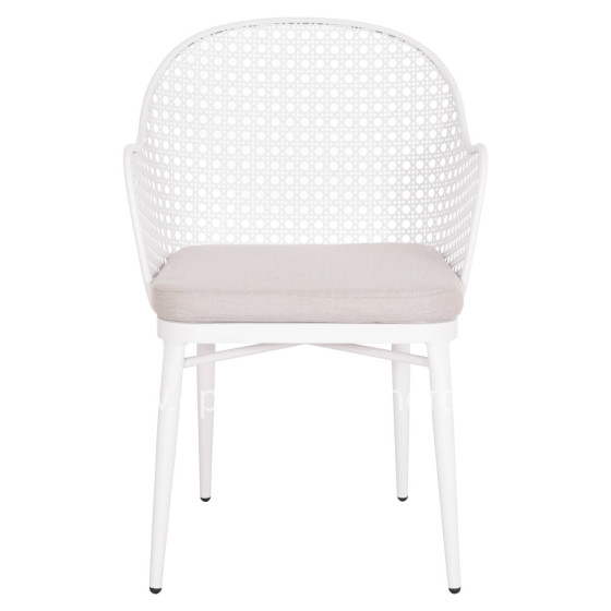 ALUMINUM ARMCHAIR OREGO HM6268.02 WHITE-CUSHION LIGHT GREY 56x59x81Hcm.