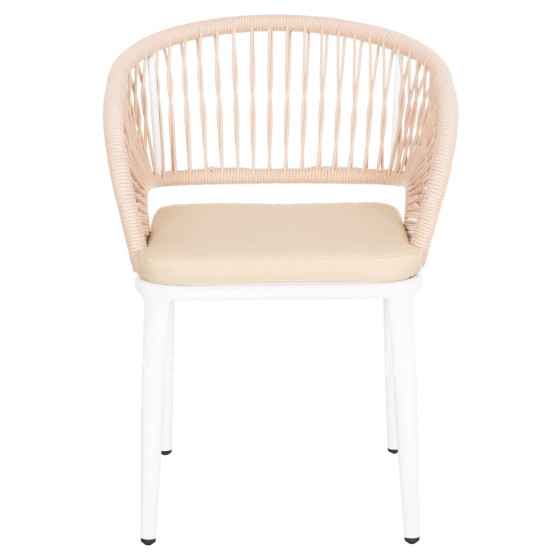 ALUMINUM ARMCHAIR MAGNET HM6287.02 WHITE FRAME-P.E.ROPE IN BEIGE 59x61x81.5Hcm.