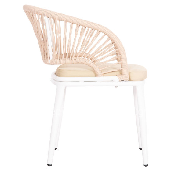 ALUMINUM ARMCHAIR MAGNET HM6287.02 WHITE FRAME-P.E.ROPE IN BEIGE 59x61x81.5Hcm.