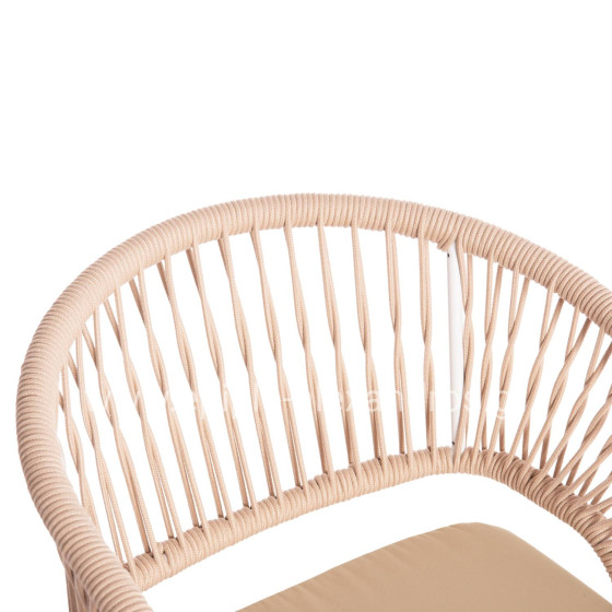 ALUMINUM ARMCHAIR MAGNET HM6287.02 WHITE FRAME-P.E.ROPE IN BEIGE 59x61x81.5Hcm.