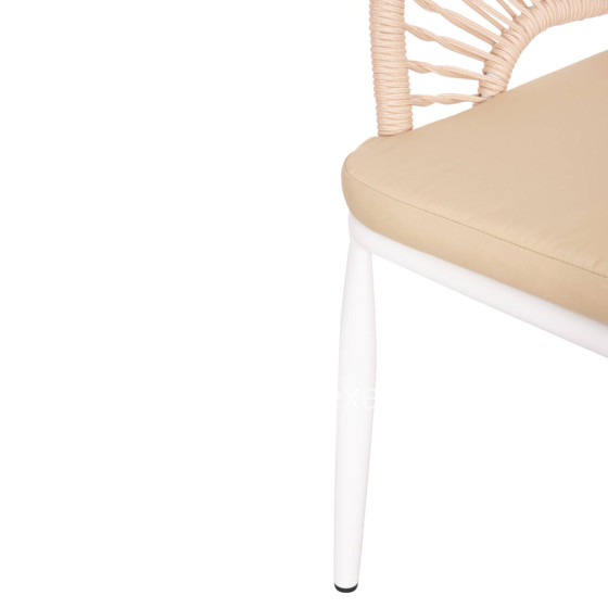 ALUMINUM ARMCHAIR MAGNET HM6287.02 WHITE FRAME-P.E.ROPE IN BEIGE 59x61x81.5Hcm.