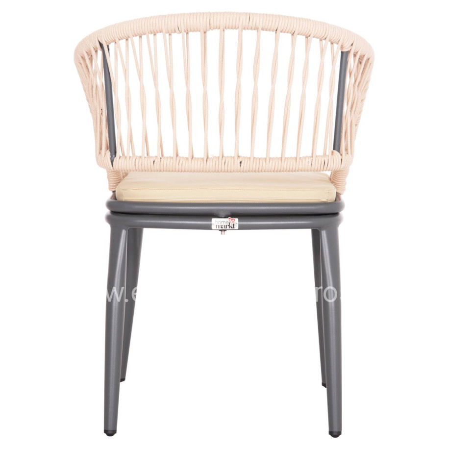 ALUMINUM ARMCHAIR MAGNET HM6287.01 DRAK GREY FRAME-P.E.ROPE IN CREAM WHITE 59x61x81.5Hcm.