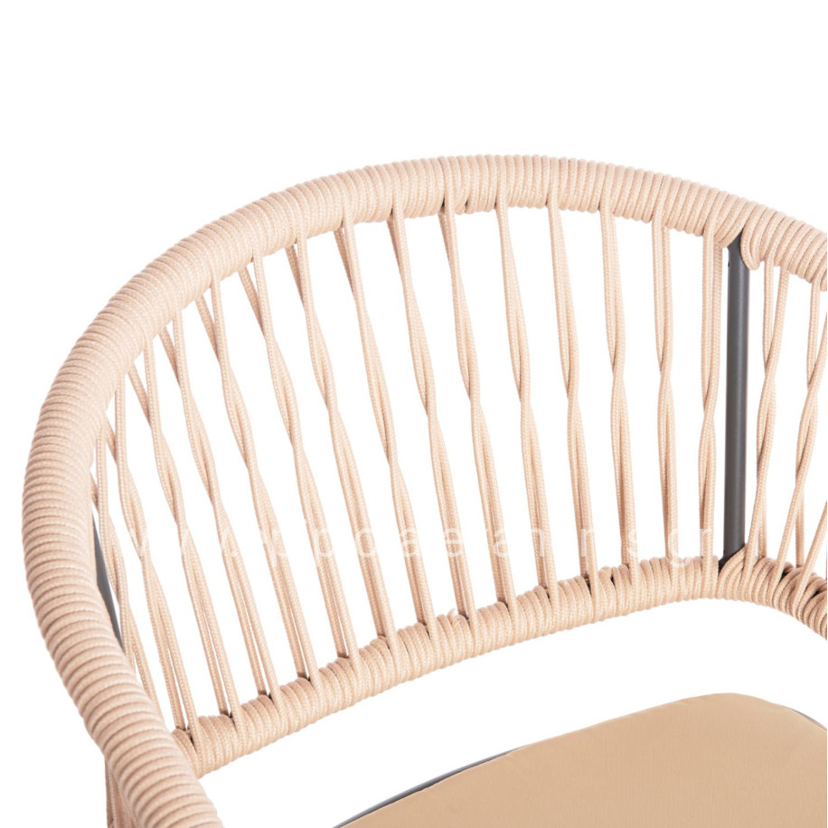 ALUMINUM ARMCHAIR MAGNET HM6287.01 DRAK GREY FRAME-P.E.ROPE IN CREAM WHITE 59x61x81.5Hcm.