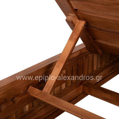 SUNLOUNGER WITHOUT CUSHIONS VERNON HM6331 TEAK WOOD IN NATURAL 200x80x25Hcm.