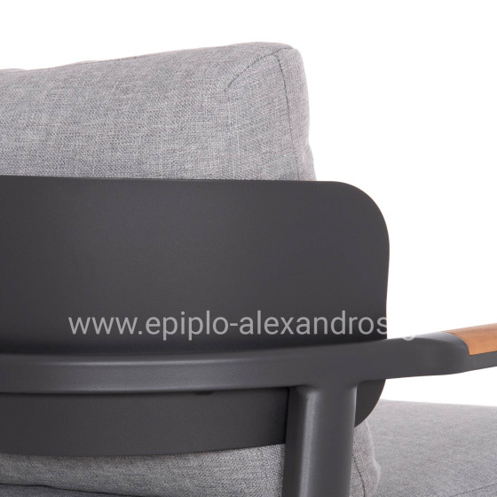 OUTDOOR LOUNGE SET 4PCS ELARA HM6195.01 DARK GREY ALUMINUM-GREY OLEFIN-TEAK WOOD