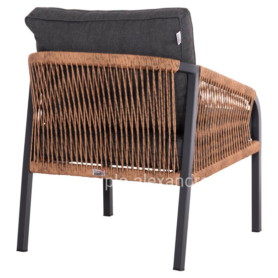 ALUMINUM ARMCHAIR MAYBEL HM6283.01 ANTHRACITE WITH BROWN P.E.RATTAN 67x74x72-87Hcm.