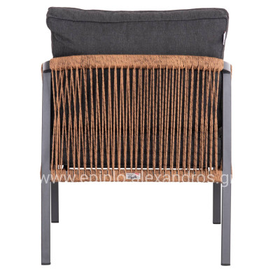 ALUMINUM ARMCHAIR MAYBEL HM6283.01 ANTHRACITE WITH BROWN P.E.RATTAN 67x74x72-87Hcm.