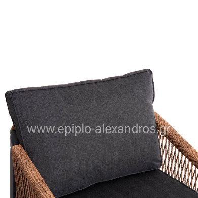 ALUMINUM ARMCHAIR MAYBEL HM6283.01 ANTHRACITE WITH BROWN P.E.RATTAN 67x74x72-87Hcm.