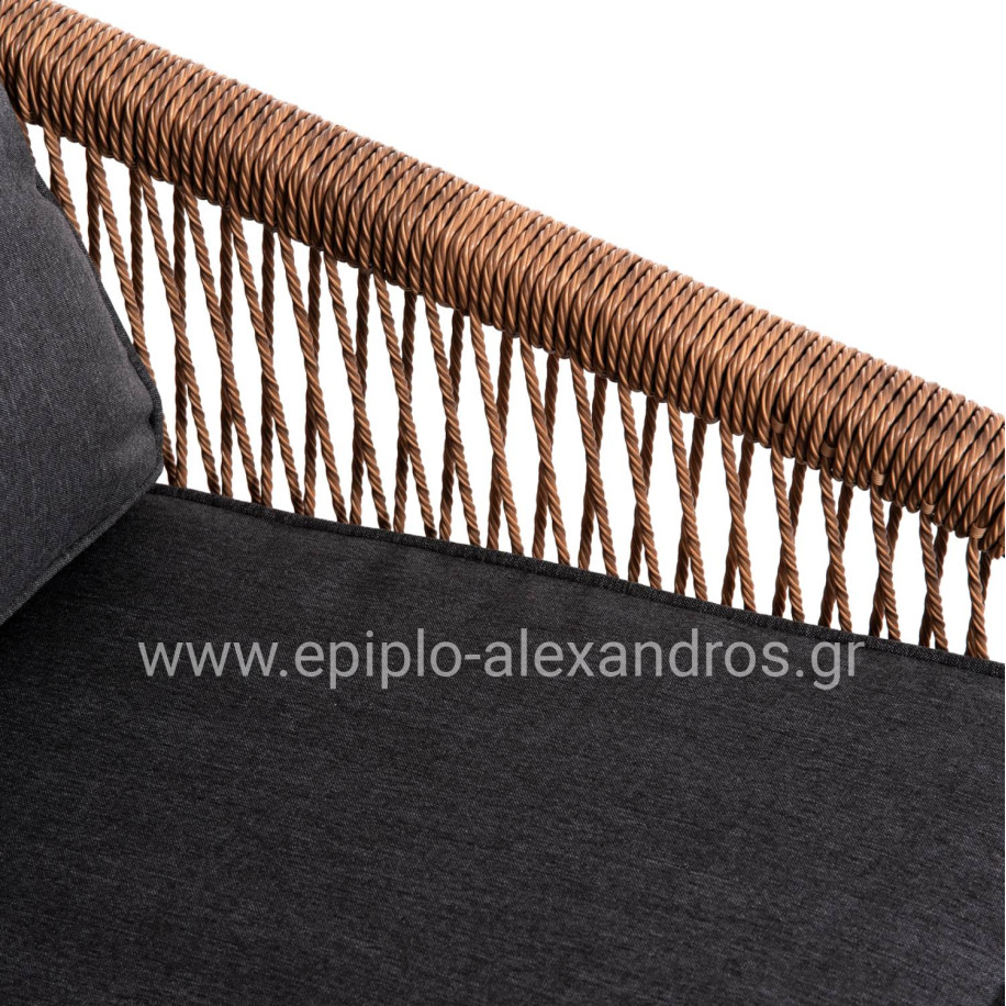 ALUMINUM ARMCHAIR MAYBEL HM6283.01 ANTHRACITE WITH BROWN P.E.RATTAN 67x74x72-87Hcm.