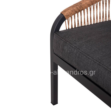 ALUMINUM ARMCHAIR MAYBEL HM6283.01 ANTHRACITE WITH BROWN P.E.RATTAN 67x74x72-87Hcm.
