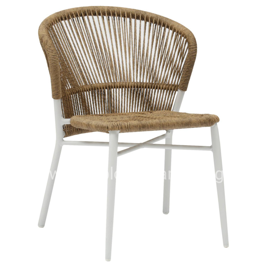 ALUMINUM CHAIR LYNN HM6267.02 WHITE FRAME-P.E. RATTAN IN NATURAL COLOR 57x61x79Hcm.