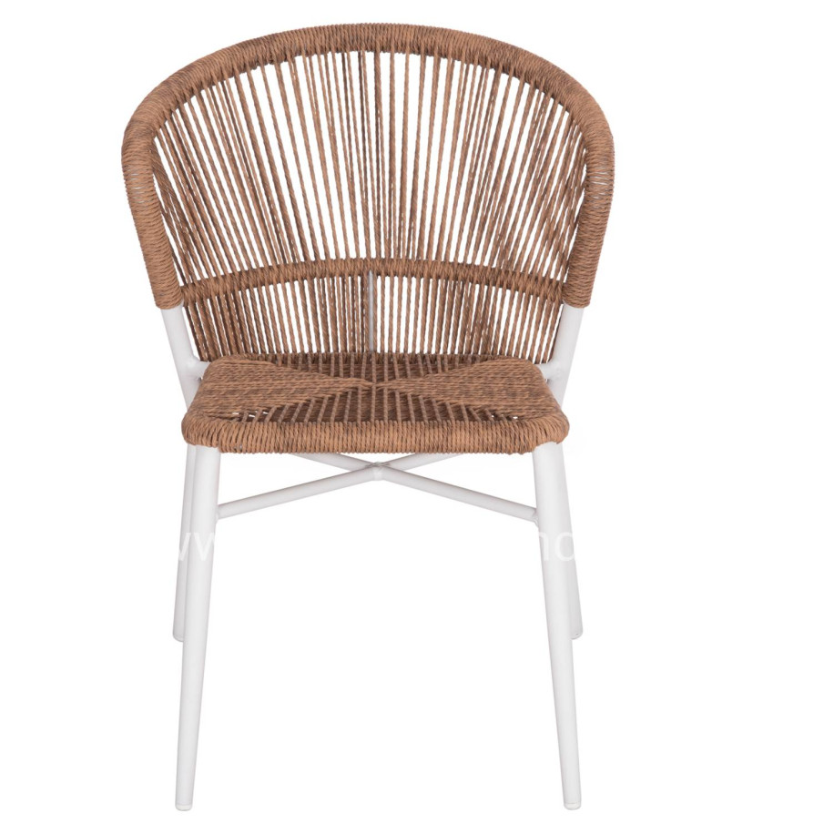 ALUMINUM CHAIR LYNN HM6267.02 WHITE FRAME-P.E. RATTAN IN NATURAL COLOR 57x61x79Hcm.