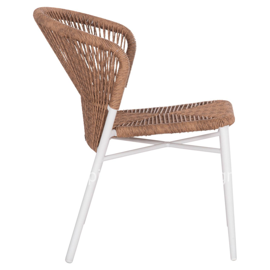ALUMINUM CHAIR LYNN HM6267.02 WHITE FRAME-P.E. RATTAN IN NATURAL COLOR 57x61x79Hcm.