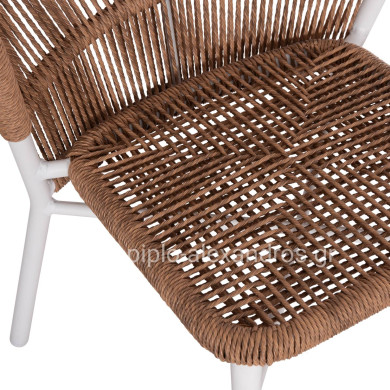 ALUMINUM CHAIR LYNN HM6267.02 WHITE FRAME-P.E. RATTAN IN NATURAL COLOR 57x61x79Hcm.
