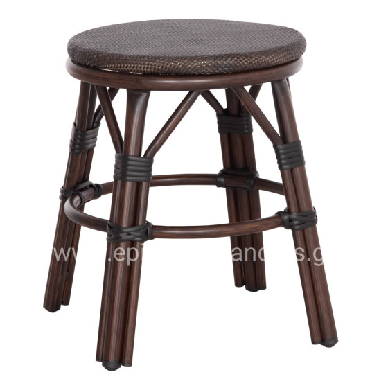 ALUMINUM ROUND STOOL CHINO HM6285.01 BAMBOO LOOK BROWN-TEXTILENE BROWN Φ36x46Hcm.