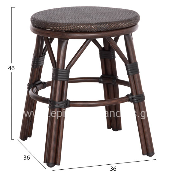 ALUMINUM ROUND STOOL CHINO HM6285.01 BAMBOO LOOK BROWN-TEXTILENE BROWN Φ36x46Hcm.