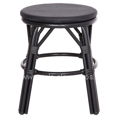 ALUMINUM ROUND STOOL CHINO HM6285.02 BAMBOO LOOK & TEXTILENE IN BLACK Φ36x46Hcm.