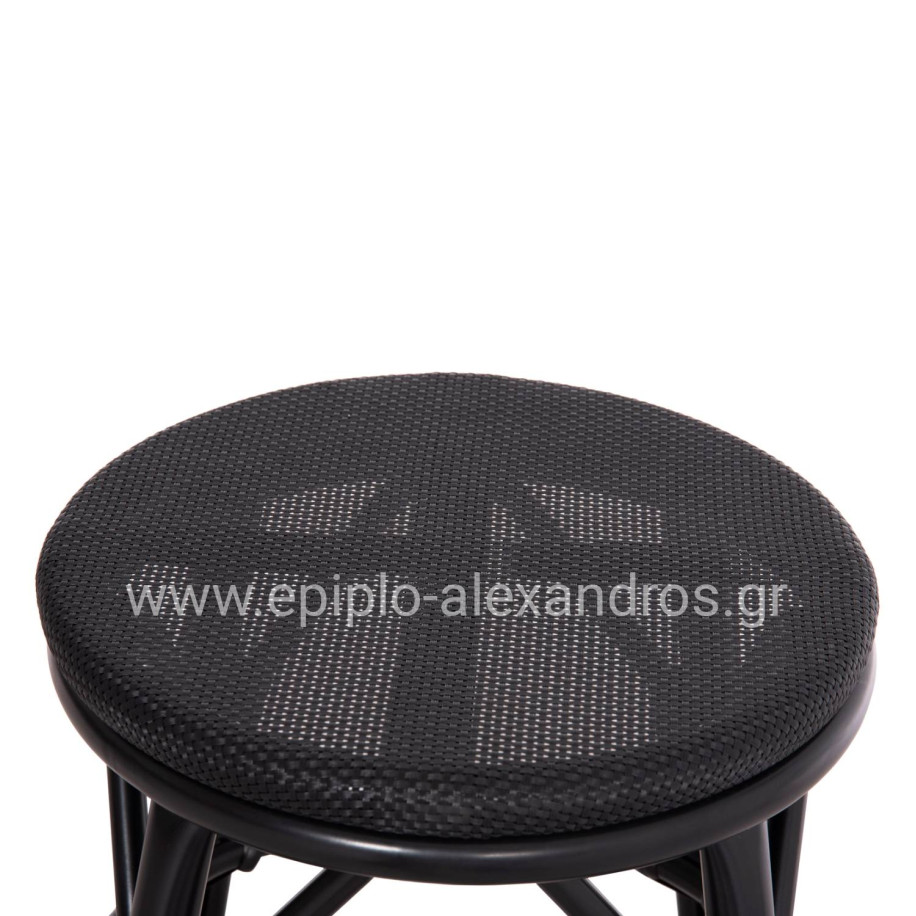 ALUMINUM ROUND STOOL CHINO HM6285.02 BAMBOO LOOK & TEXTILENE IN BLACK Φ36x46Hcm.