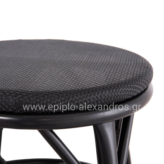 ALUMINUM ROUND STOOL CHINO HM6285.02 BAMBOO LOOK & TEXTILENE IN BLACK Φ36x46Hcm.