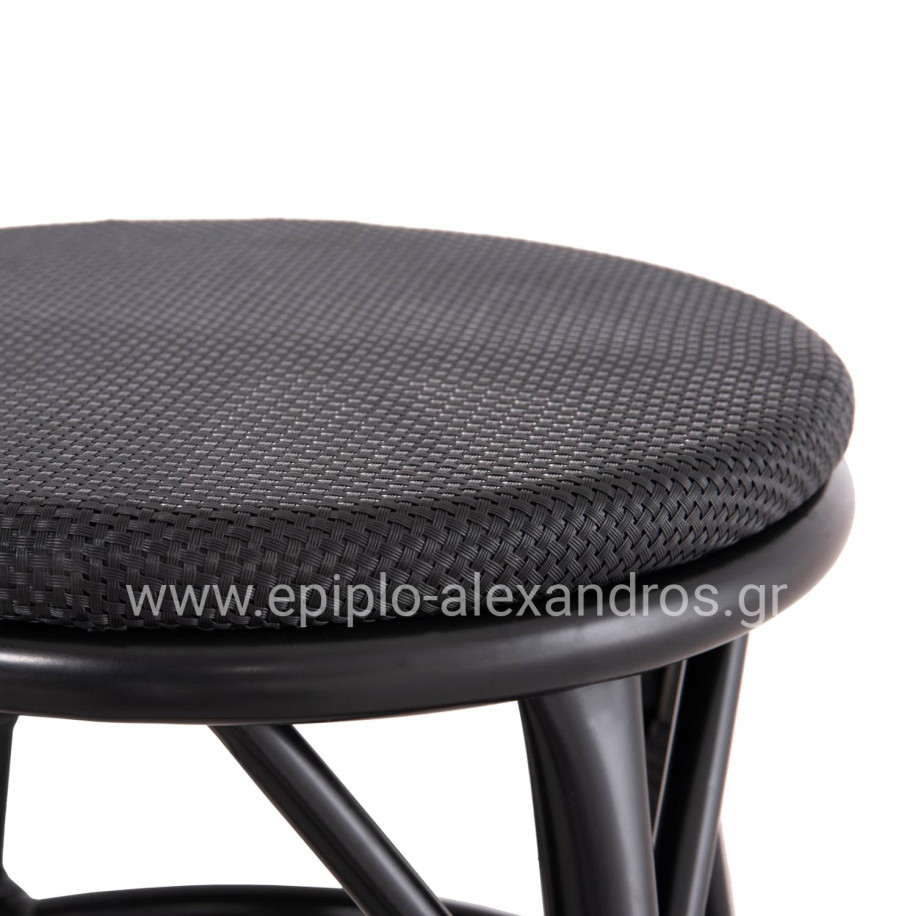 ALUMINUM ROUND STOOL CHINO HM6285.02 BAMBOO LOOK & TEXTILENE IN BLACK Φ36x46Hcm.