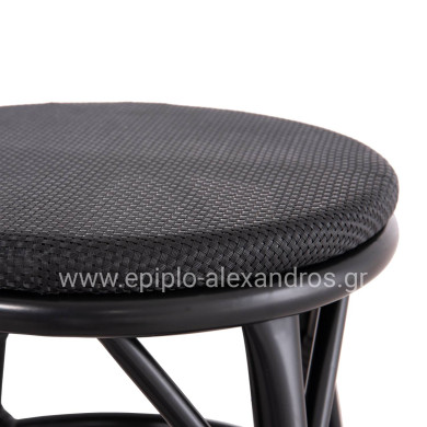 ALUMINUM ROUND STOOL CHINO HM6285.02 BAMBOO LOOK & TEXTILENE IN BLACK Φ36x46Hcm.
