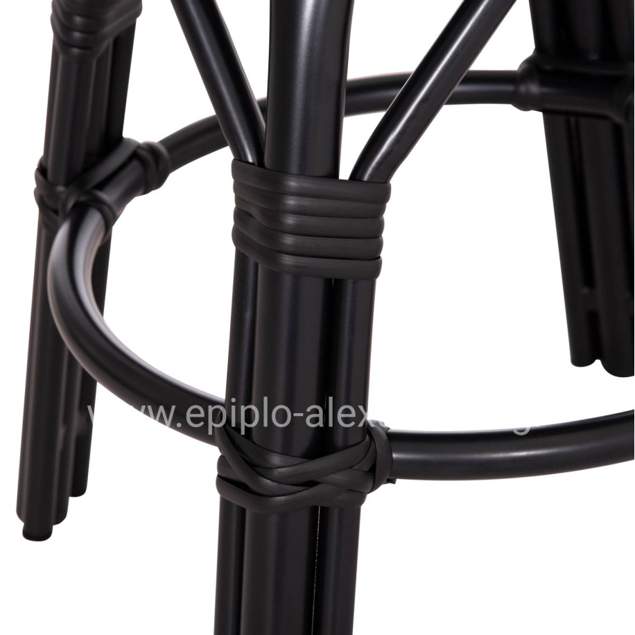ALUMINUM ROUND STOOL CHINO HM6285.02 BAMBOO LOOK & TEXTILENE IN BLACK Φ36x46Hcm.