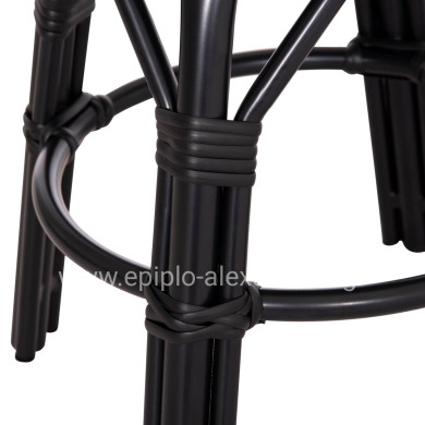 ALUMINUM ROUND STOOL CHINO HM6285.02 BAMBOO LOOK & TEXTILENE IN BLACK Φ36x46Hcm.