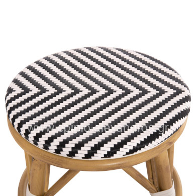 ALUMINUM ROUND STOOL CHINO HM6285.03 BAMBOO LOOK-TEXTILENE IN WHITE-BLACK Φ36x46Hcm.
