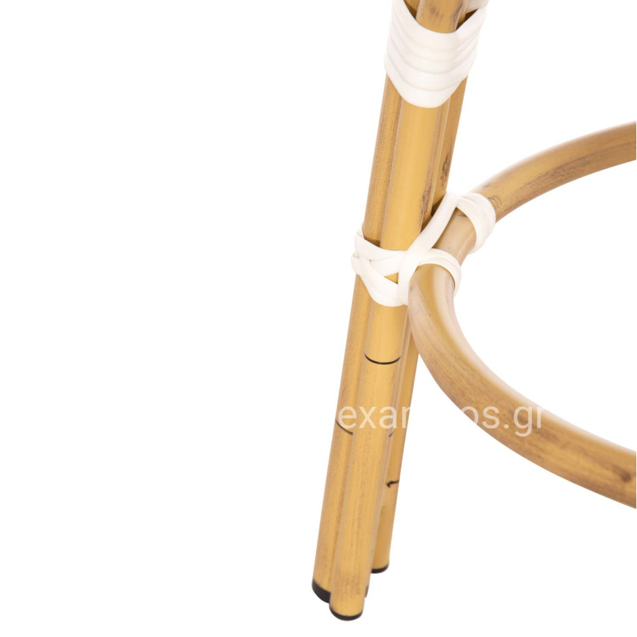 ALUMINUM ROUND STOOL CHINO HM6285.03 BAMBOO LOOK-TEXTILENE IN WHITE-BLACK Φ36x46Hcm.