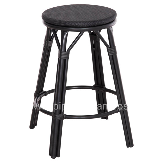 ALUMINUM MEDIUM HEIGHT BAR STOOL CHINO HM6286.02 BAMBOO LOOK & TEXTILENE IN BLACK 43x43x65Hcm.