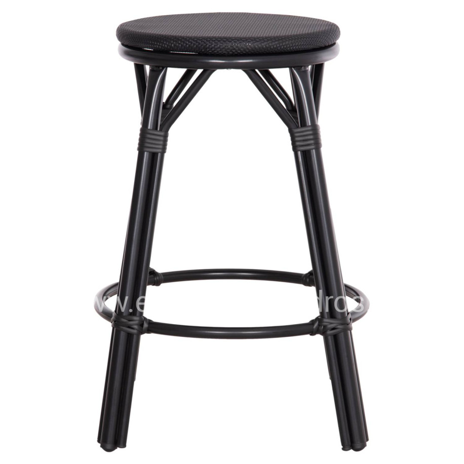 ALUMINUM MEDIUM HEIGHT BAR STOOL CHINO HM6286.02 BAMBOO LOOK & TEXTILENE IN BLACK 43x43x65Hcm.