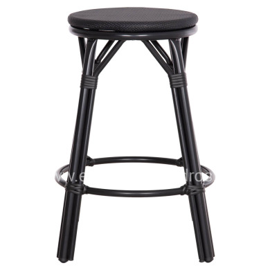 ALUMINUM MEDIUM HEIGHT BAR STOOL CHINO HM6286.02 BAMBOO LOOK & TEXTILENE IN BLACK 43x43x65Hcm.