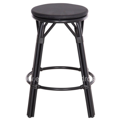 ALUMINUM MEDIUM HEIGHT BAR STOOL CHINO HM6286.02 BAMBOO LOOK & TEXTILENE IN BLACK 43x43x65Hcm.