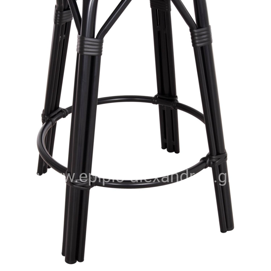 ALUMINUM MEDIUM HEIGHT BAR STOOL CHINO HM6286.02 BAMBOO LOOK & TEXTILENE IN BLACK 43x43x65Hcm.