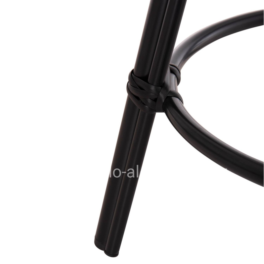 ALUMINUM MEDIUM HEIGHT BAR STOOL CHINO HM6286.02 BAMBOO LOOK & TEXTILENE IN BLACK 43x43x65Hcm.