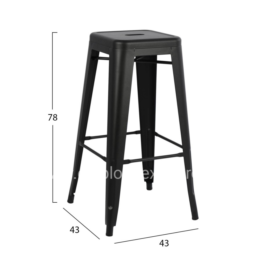 BAR STOOL MELITA-PRO HM8642.42 METAL IN BLACK MATTE 43x43x78Hcm.