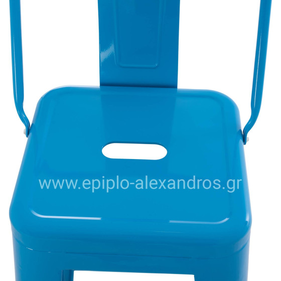 BAR STOOL WITH BACKREST MELITA-PRO HM8643.48 METAL IN BLUE 42x42x100Hcm.