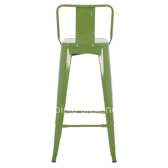 BAR STOOL WITH BACKREST MELITA-PRO HM98643.53 METAL IN LIGHT OLIVE GREEN 42x42x100Hcm.