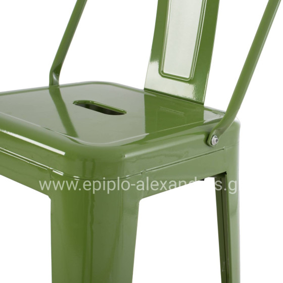 BAR STOOL WITH BACKREST MELITA-PRO HM98643.53 METAL IN LIGHT OLIVE GREEN 42x42x100Hcm.