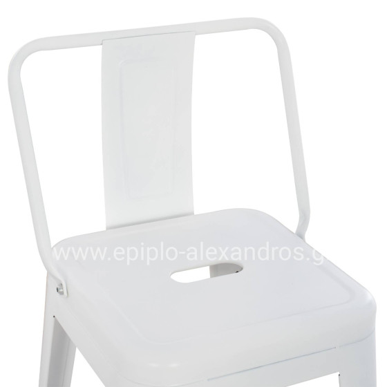 BAR STOOL WITH BACKREST MELITA-PRO HM8643.41 METAL IN MATTE WHITE 42x42x100Hcm.