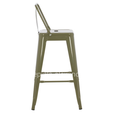 BAR STOOL MEDIUM HEIGHT MELITA-PRO HM8574.43 METAL IN DARK OLIVE GREEN 43x43x88Hcm.