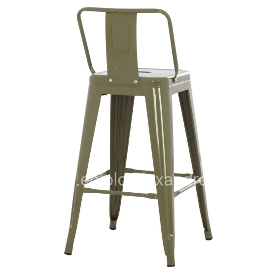 BAR STOOL MEDIUM HEIGHT MELITA-PRO HM8574.43 METAL IN DARK OLIVE GREEN 43x43x88Hcm.
