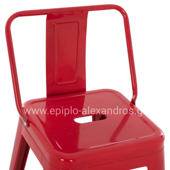 BAR STOOL MEDIUM HEIGHT MELITA-PRO HM8574.44 METAL IN RED 43x43x88Hcm.