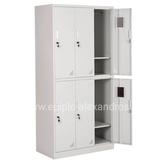 LOCKER METALLIC BRAILA HM5546.11 6 CABINETS WITH KEY LOCKS IN LIGHT GREY 90x45x185Hcm.