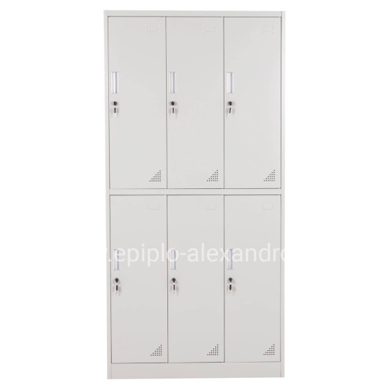 LOCKER METALLIC BRAILA HM5546.11 6 CABINETS WITH KEY LOCKS IN LIGHT GREY 90x45x185Hcm.