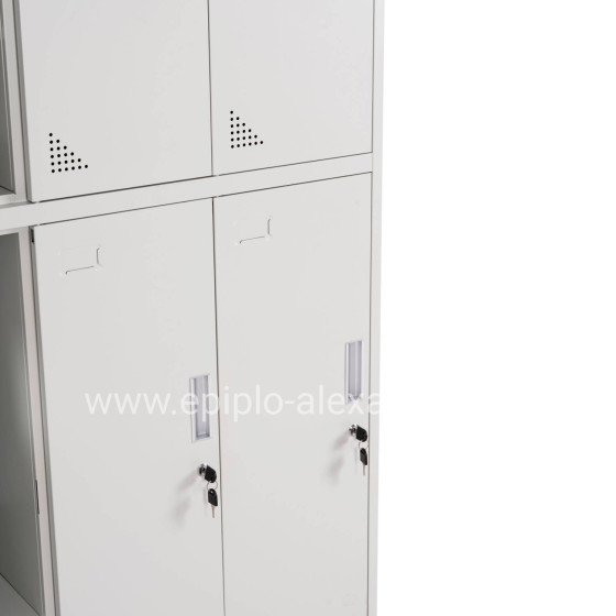 LOCKER METALLIC BRAILA HM5546.11 6 CABINETS WITH KEY LOCKS IN LIGHT GREY 90x45x185Hcm.