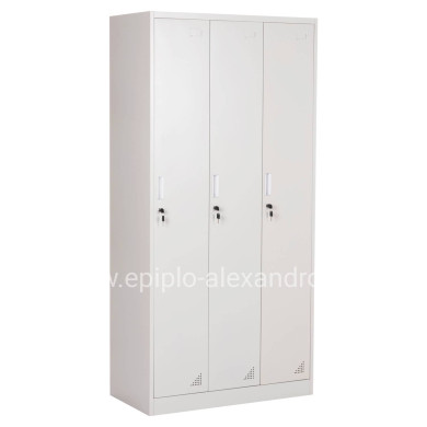 METAL TRIPLE LOCKER WITH KEYLOCKS ALTONA HM5634.11 GREY 90x45x185Hcm.
